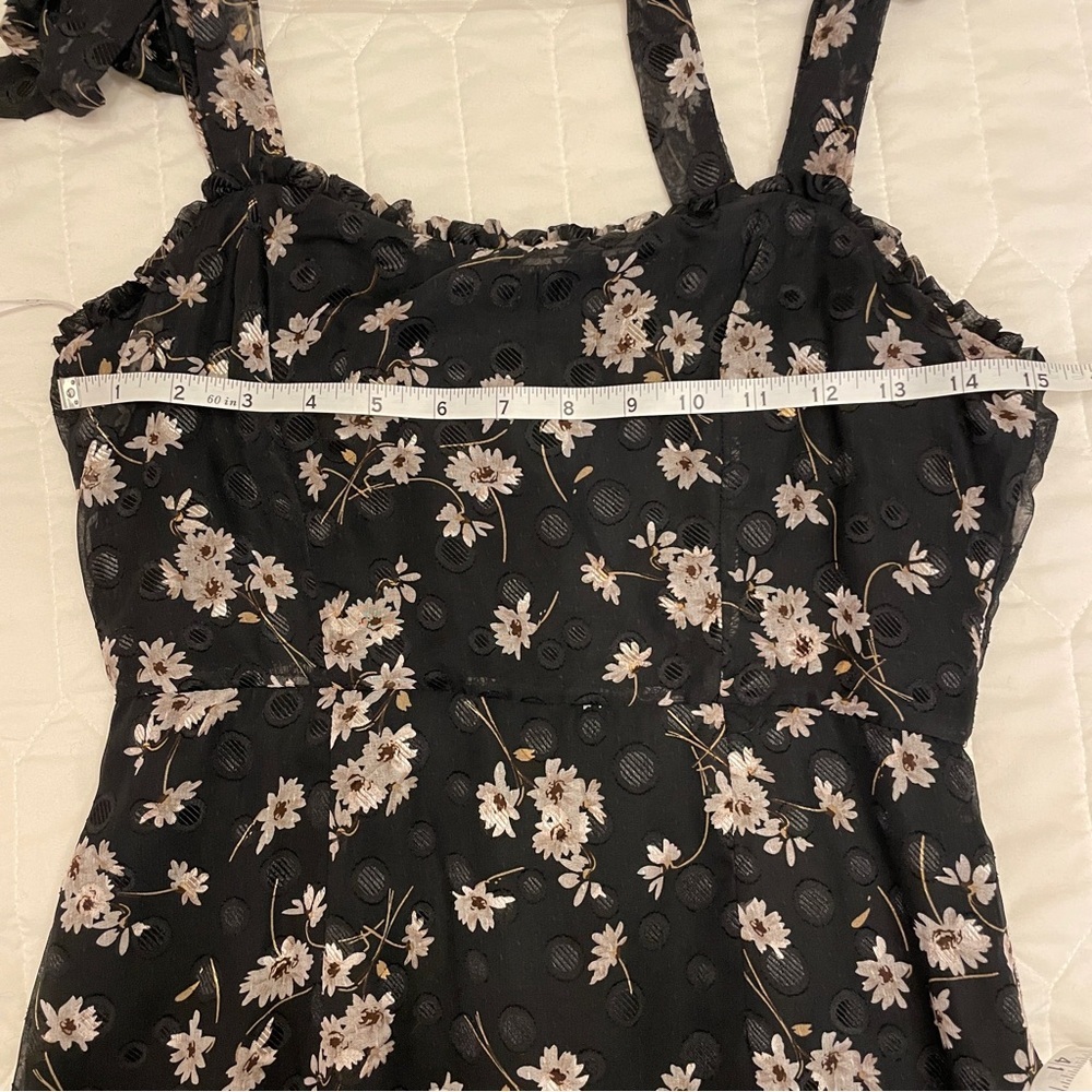 Lulus Terrace Views Black Floral Print Midi Dress Small - Picture 5 of 7